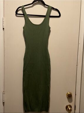 Windsor Olive Green Ribbed Tank Midi Dress